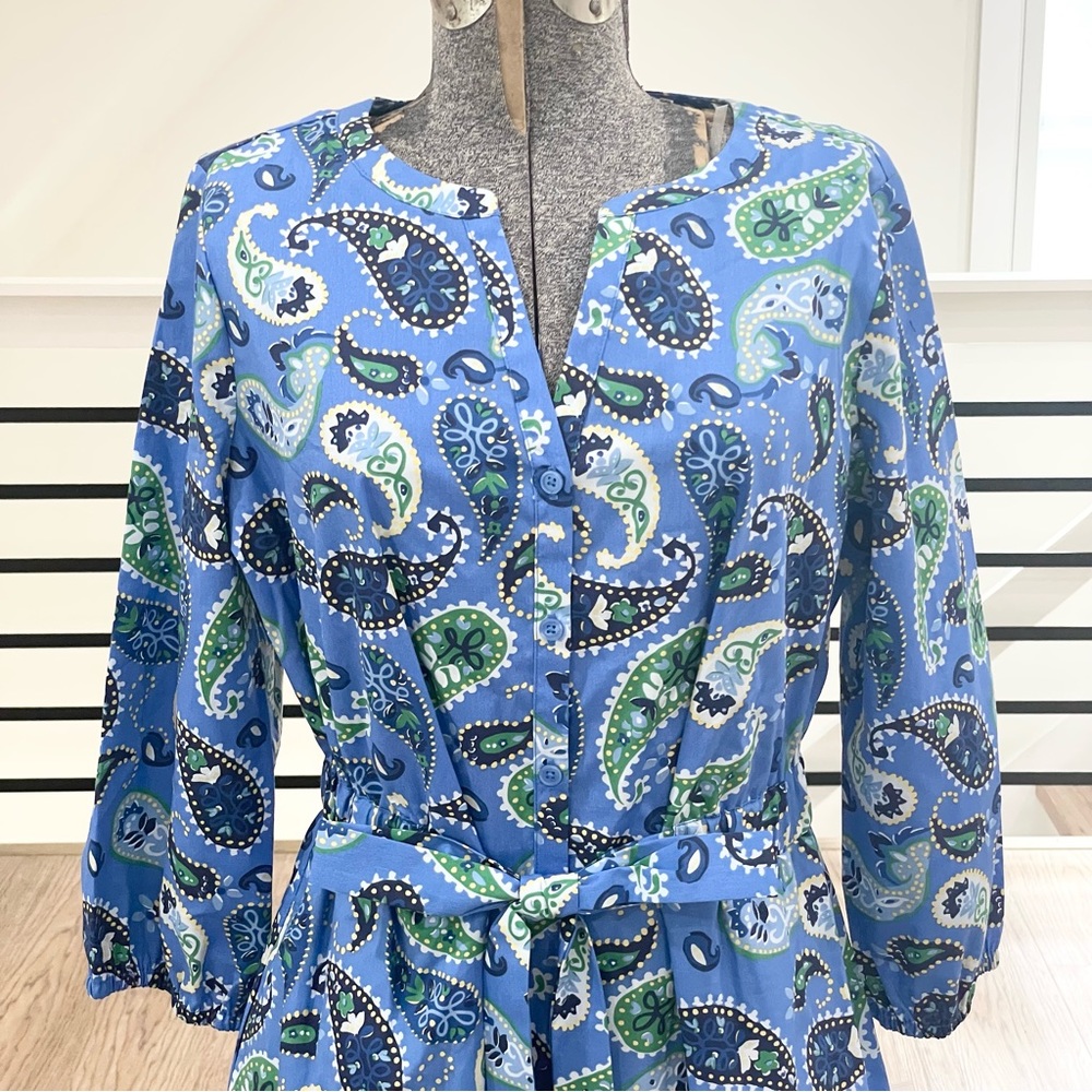 NWT S M L XL XXL Blue green and white bohemian colorful midi dress with pockets
